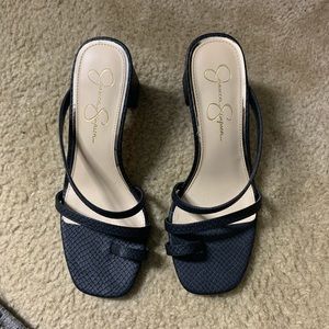 Snakeskin block heel sandals